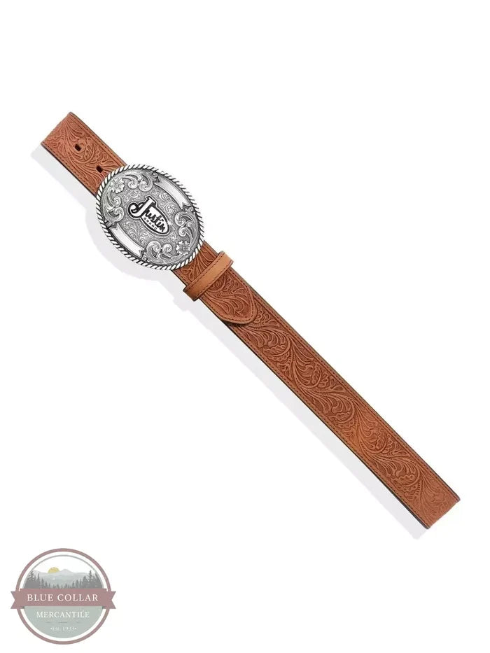 Justin 242CG Floral Leather Trophy Belt Length View
