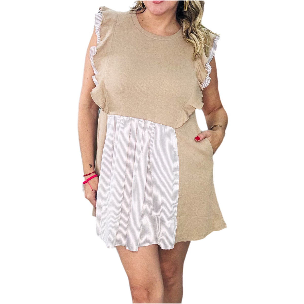 Taupe Stripes Dress