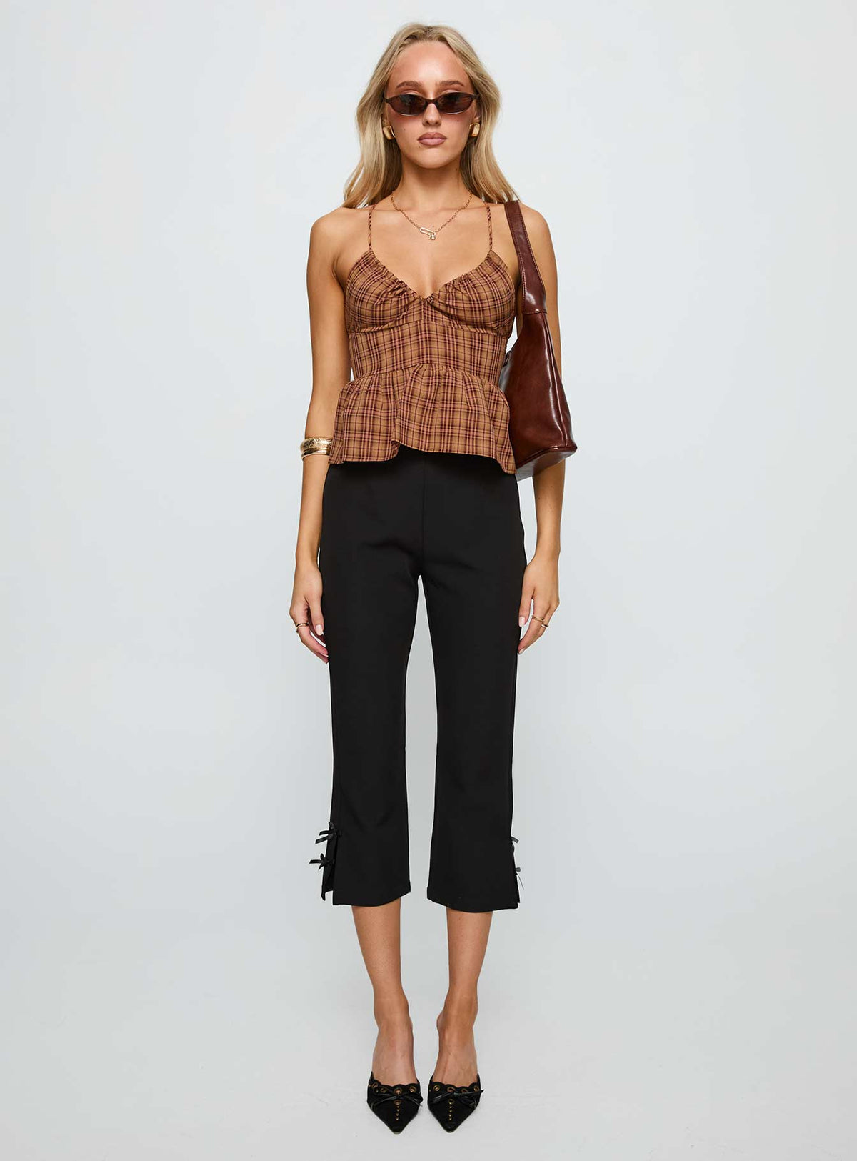 Croatia Frill Top Brown Check