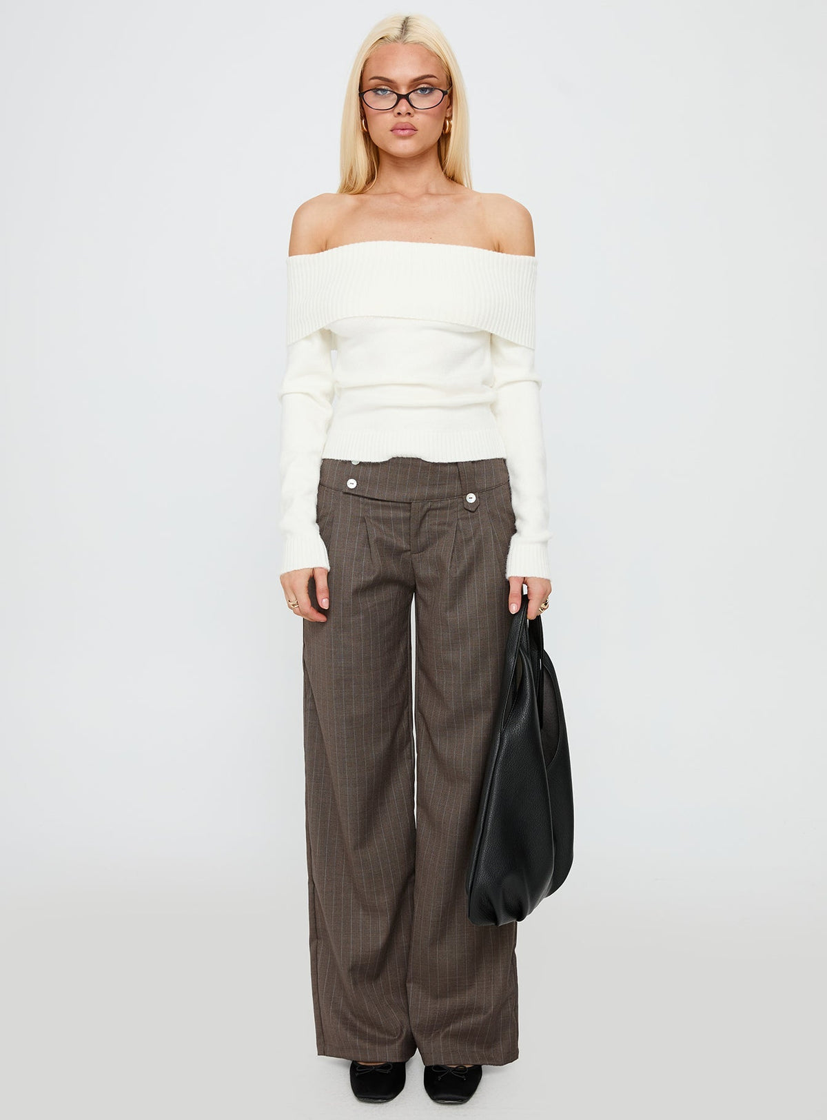 One For Me Off The Shoulder Jumper White
