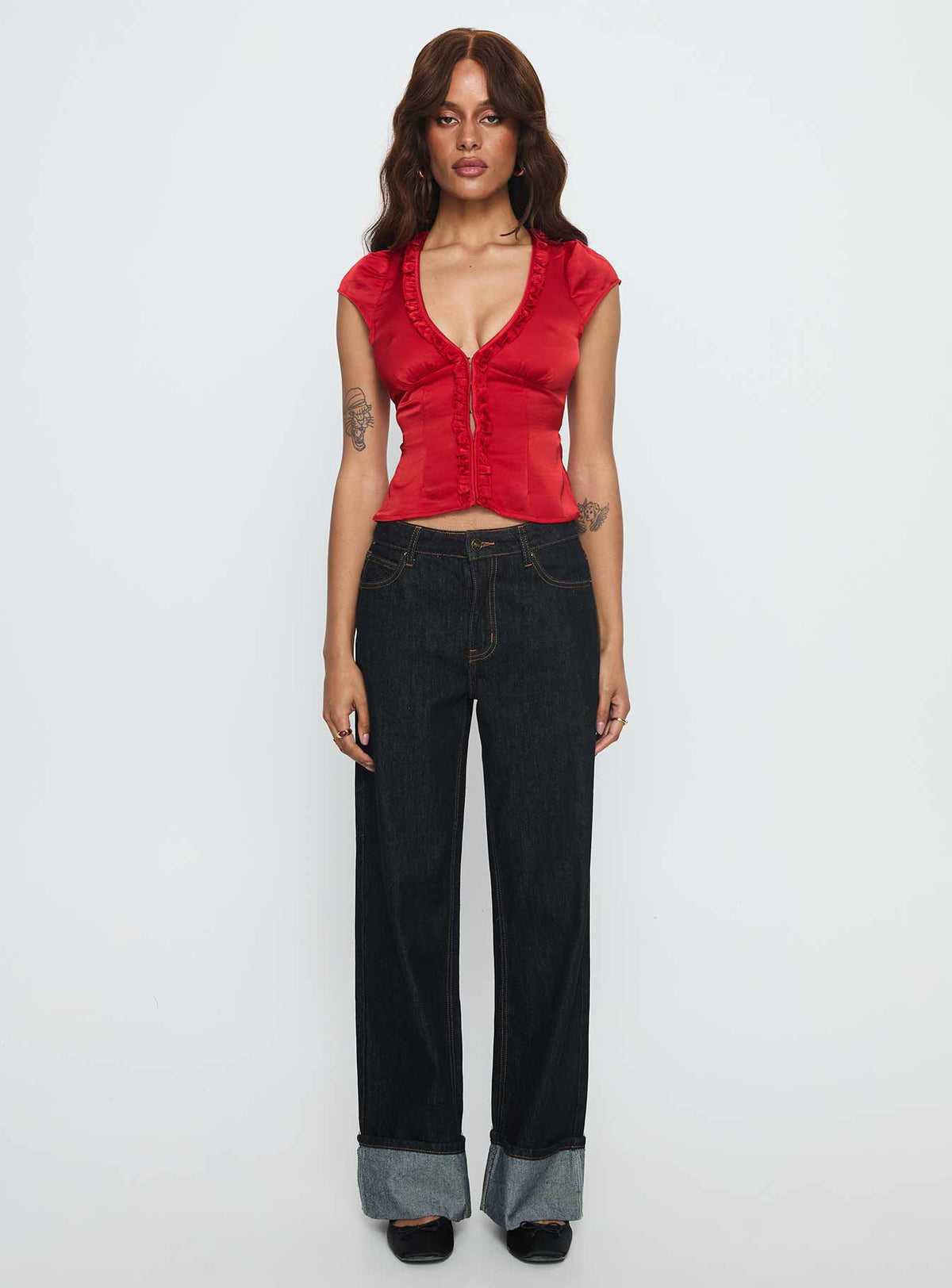 Tatianna Frill Blouse Top Red