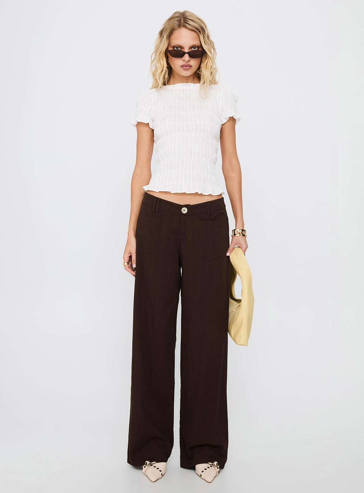 Romelle Shirred Top White