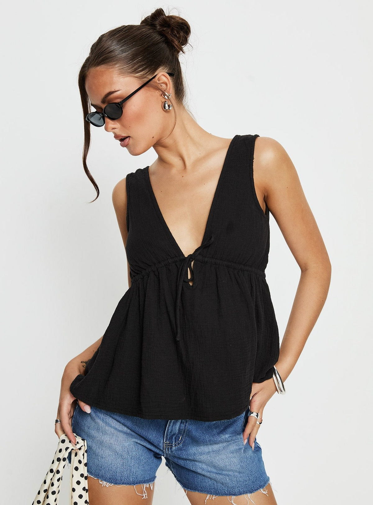 Dianna Babydoll Cami Top Black