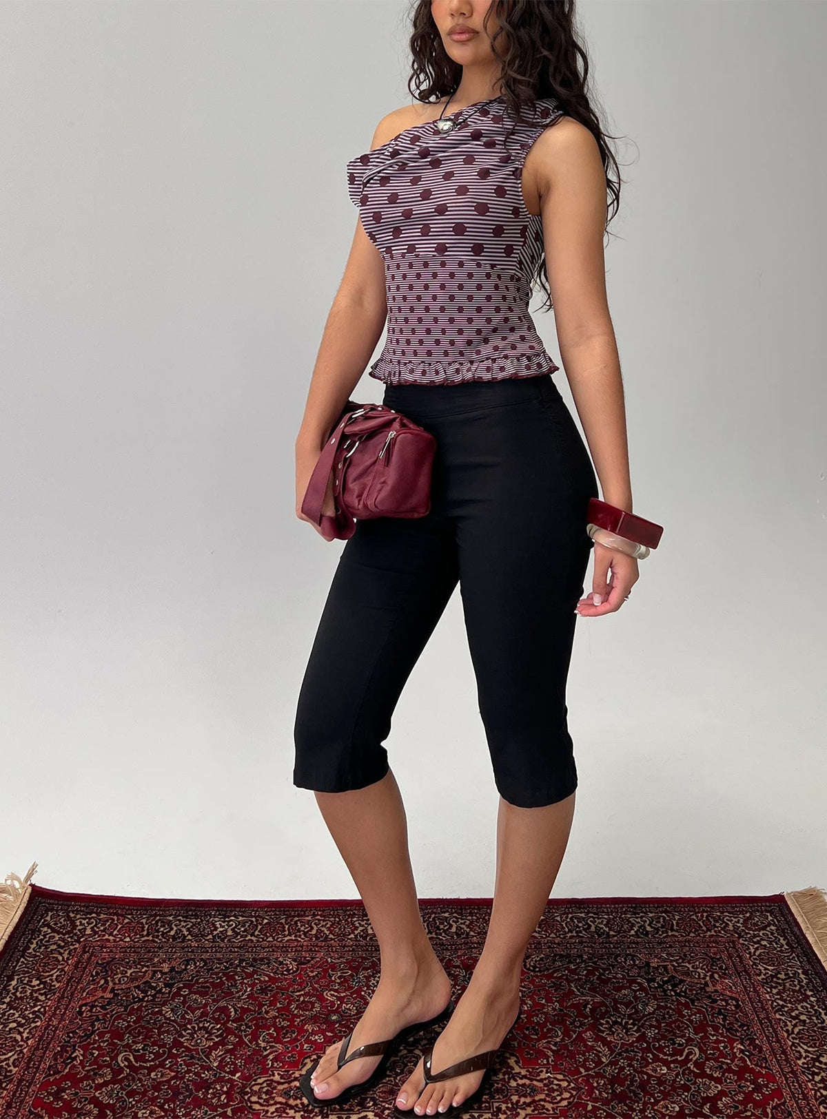 Tarya Top Stripe Polka Plum
