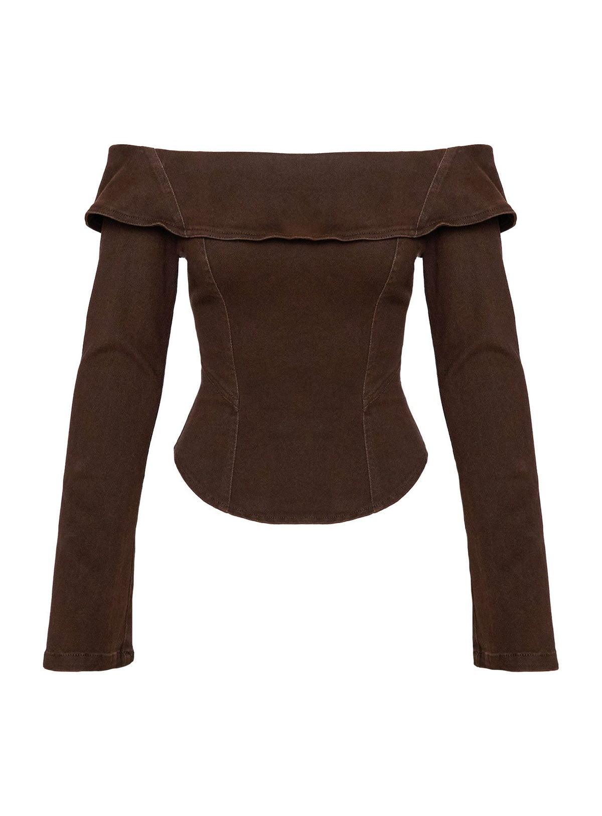 Everwood Off Shoulder Top Chocolate Denim