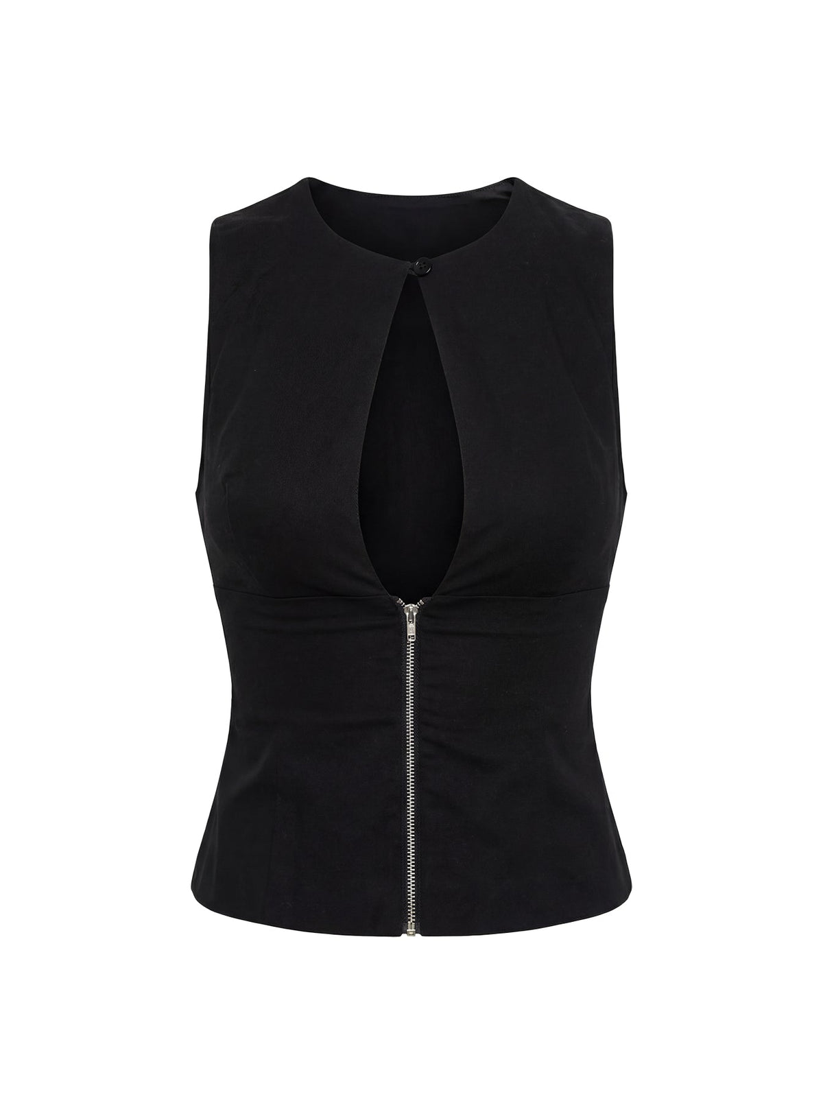 Heleena Zip Through Top Black