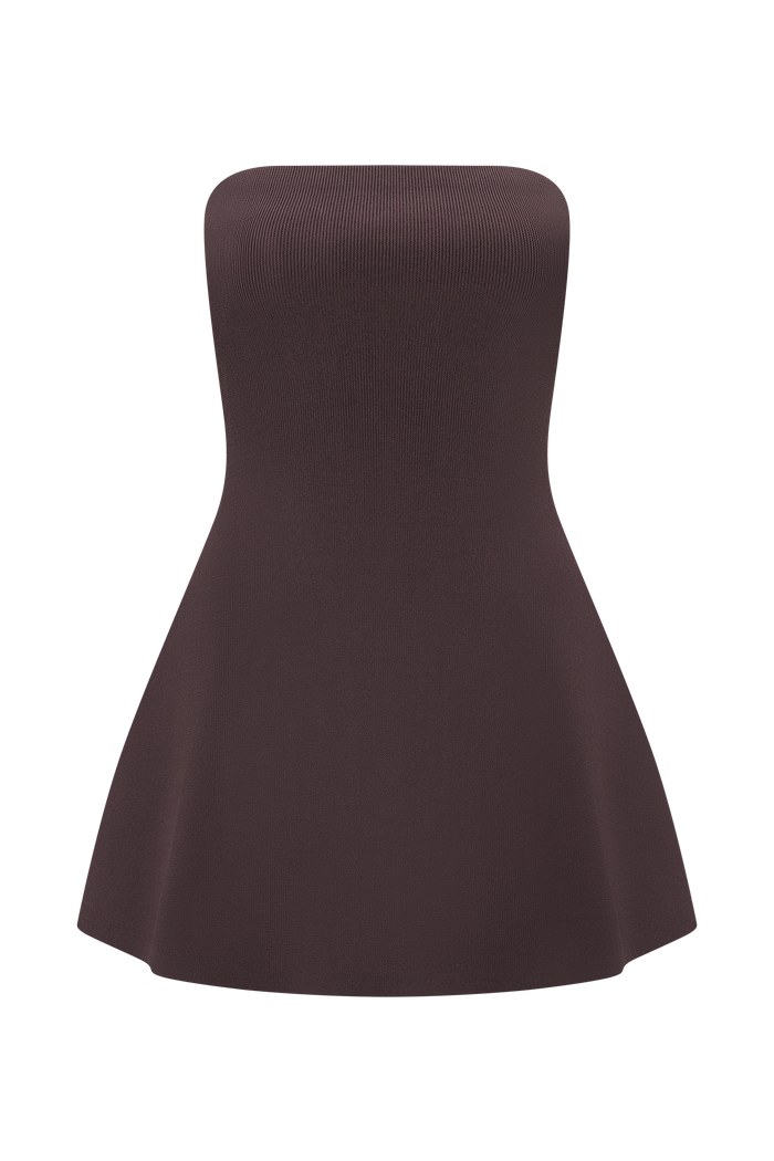 Anette Bandage Knit Strapless Top - Chocolate