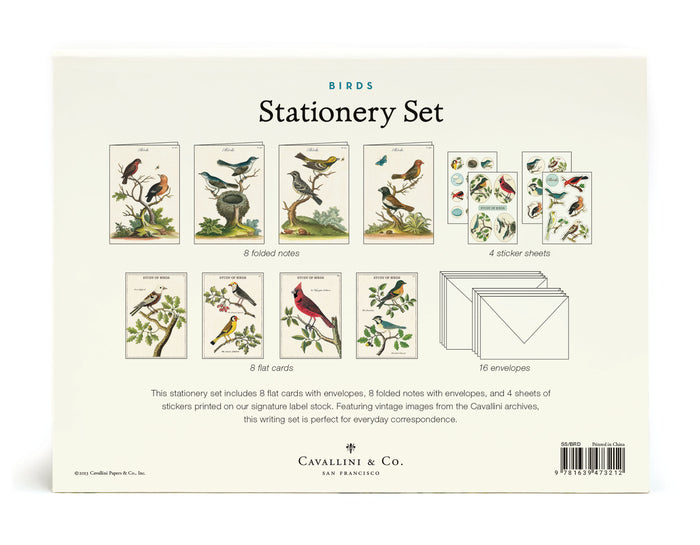 Back of the stationery set box.