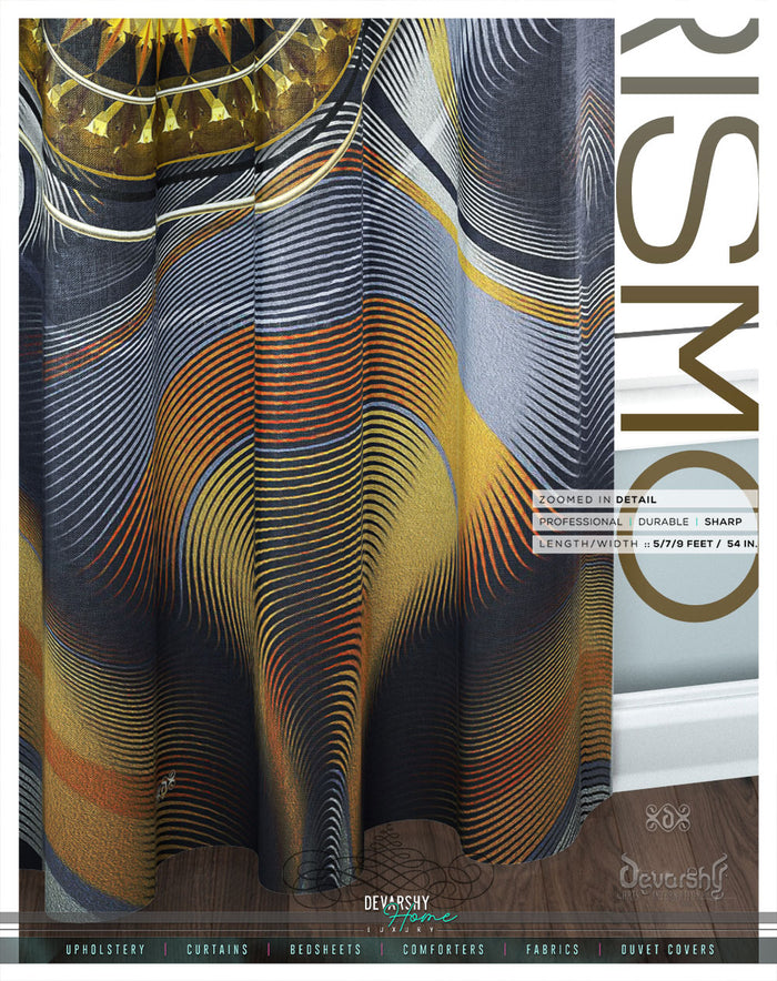 Brown Futuristic Design PREMIUM Curtain Panel. Available on 12 Fabrics. Made to Order. 100329