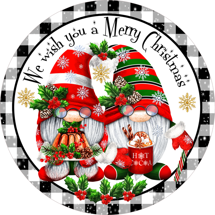 C076 We Wish You A Merry Christmas Sign, Holiday Sign, Wreath Center, Wreath Attachment