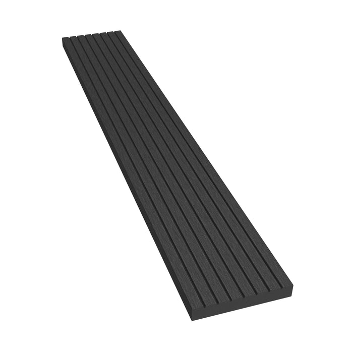 NeoTimber Classic Composite Cladding Skirting Trim – Charcoal – Angled Close Up - Grooved