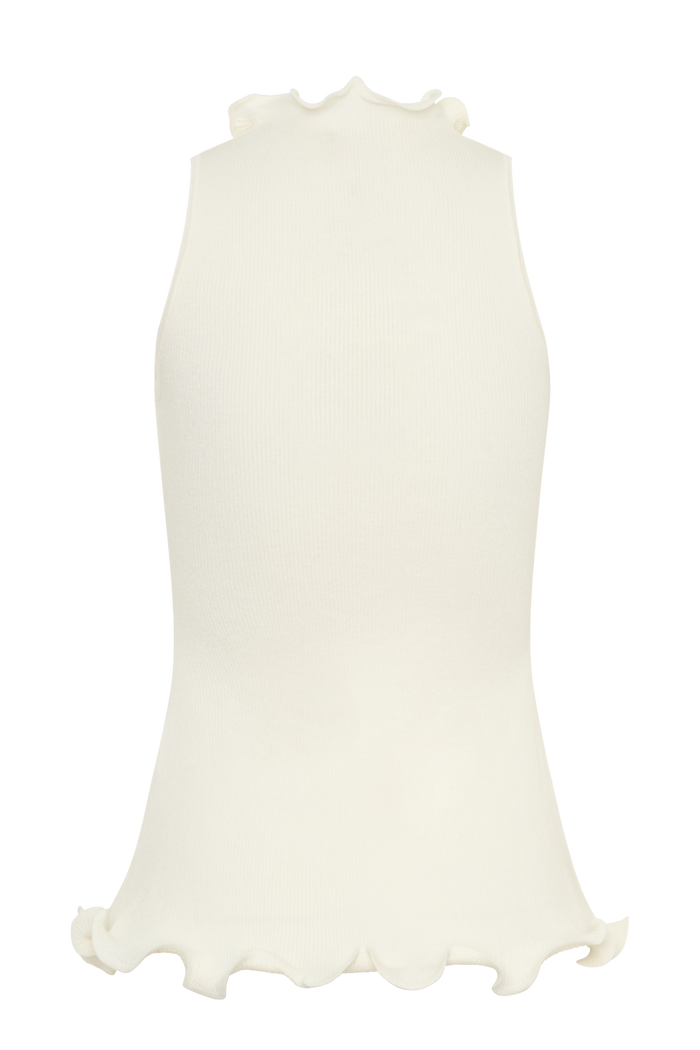 Diya Ribbed Sleeveless Top With Wire Hem - Ivory
