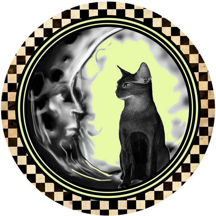 H012 Black Cat, Wreath Sign, Wreath Center, Wreath Attachment
