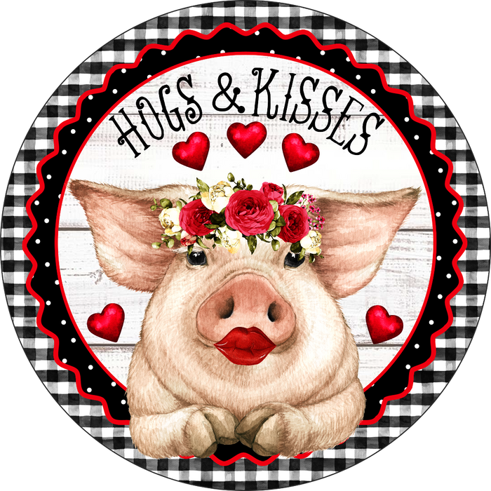 Hog and Kisses Sign, Wreath Center, Wreath Attachment