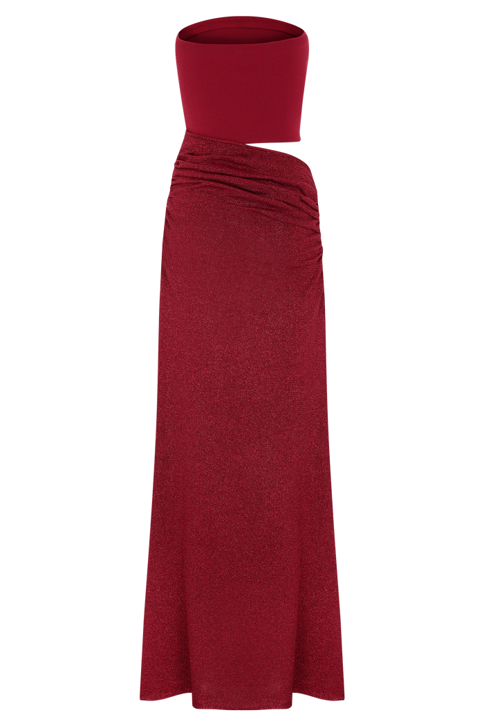 Jasiel Strapless Knit Maxi Dress - Red