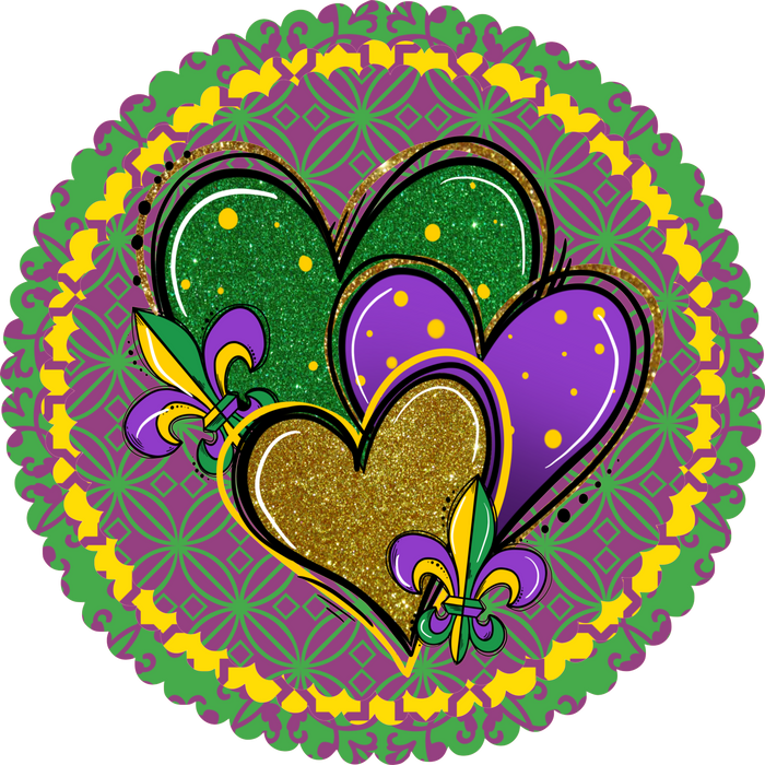 Mardi Gras Heart Sign, Wreath Supplies, Wreath Center