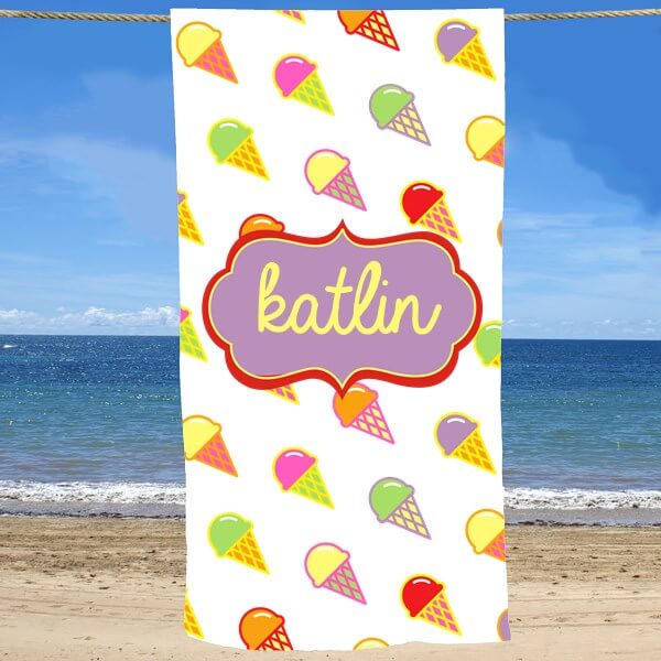 Personalized Ice Cream Beach Towel