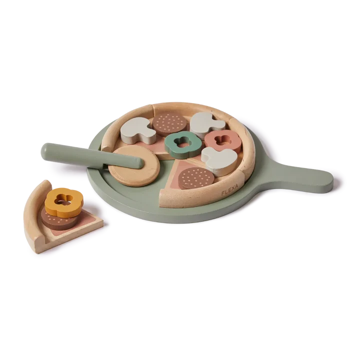 Pizza, 5 slices, Handpainted PLAY pizza-multicolors-natural-wood flexa-com.myshopify.com