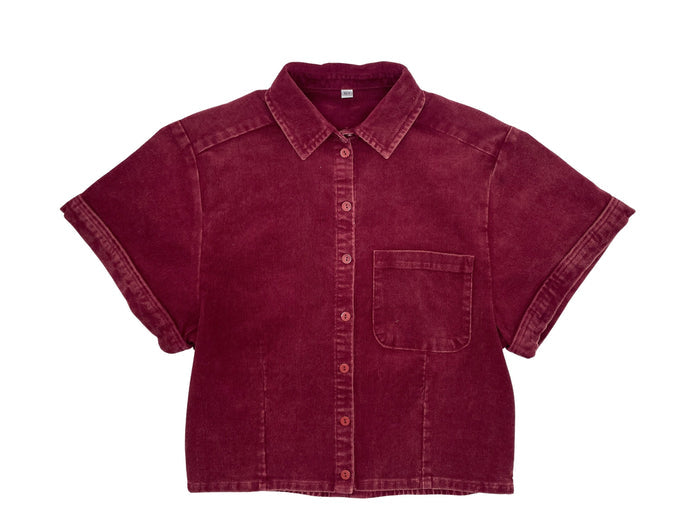 tee 3/4 crop heavy washed corduroy - brick