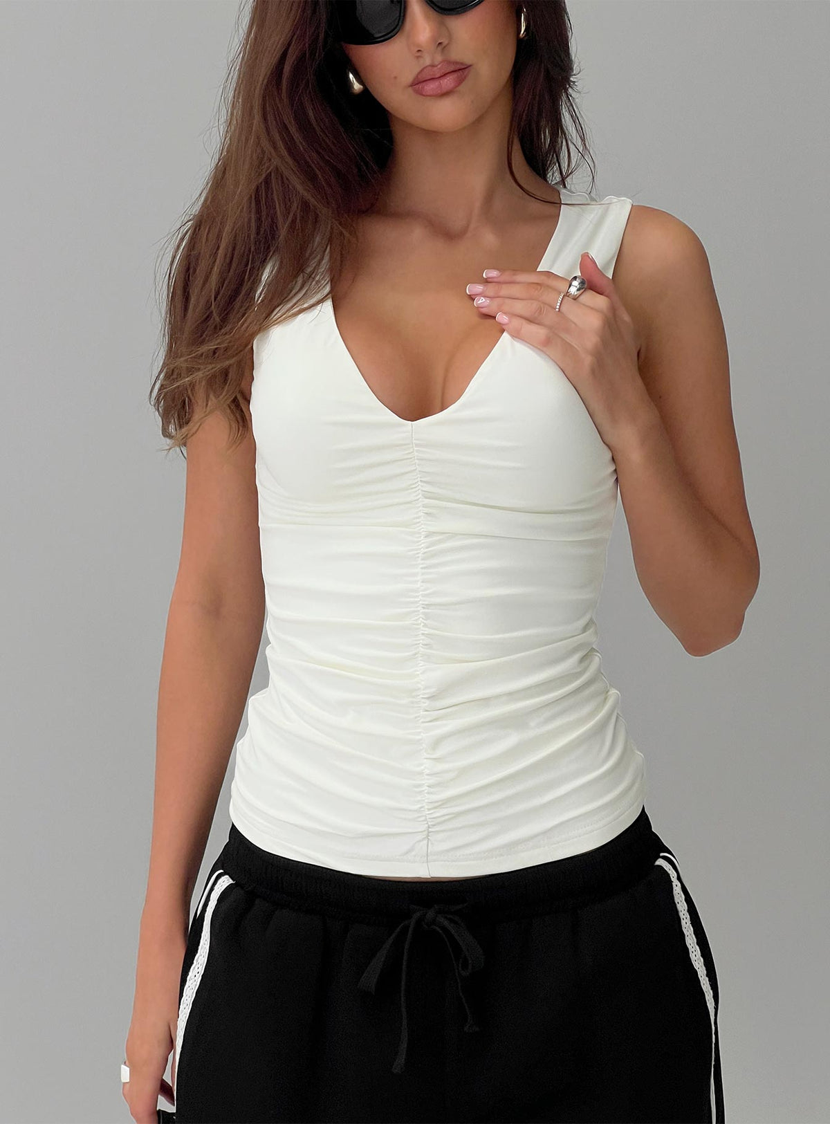 Loving Is Easy Ruched Top White