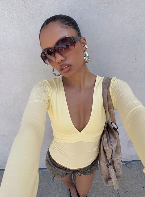 Madelon Long Sleeve Wrap Top Butter