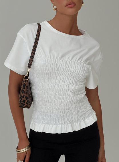Maybe Tomorrow Ruched Top White
