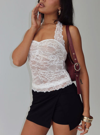 Fantasize Lace Halter Top White