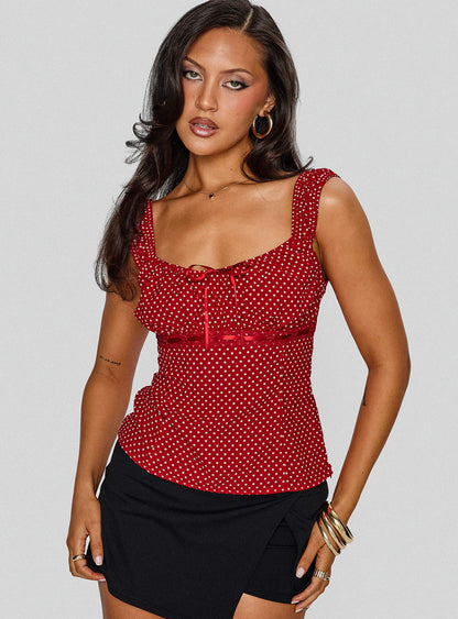 Garconne Top Red Polka Dot