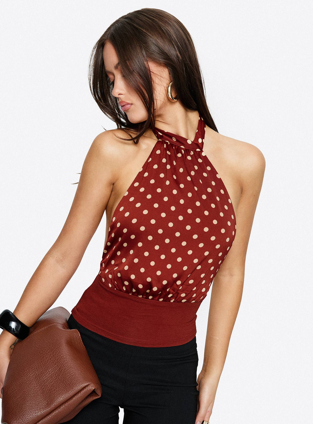 Rania Top Polka Burnt Red