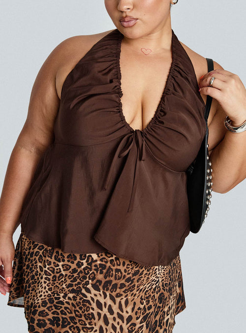 Gadot Halter Top Brown Curve