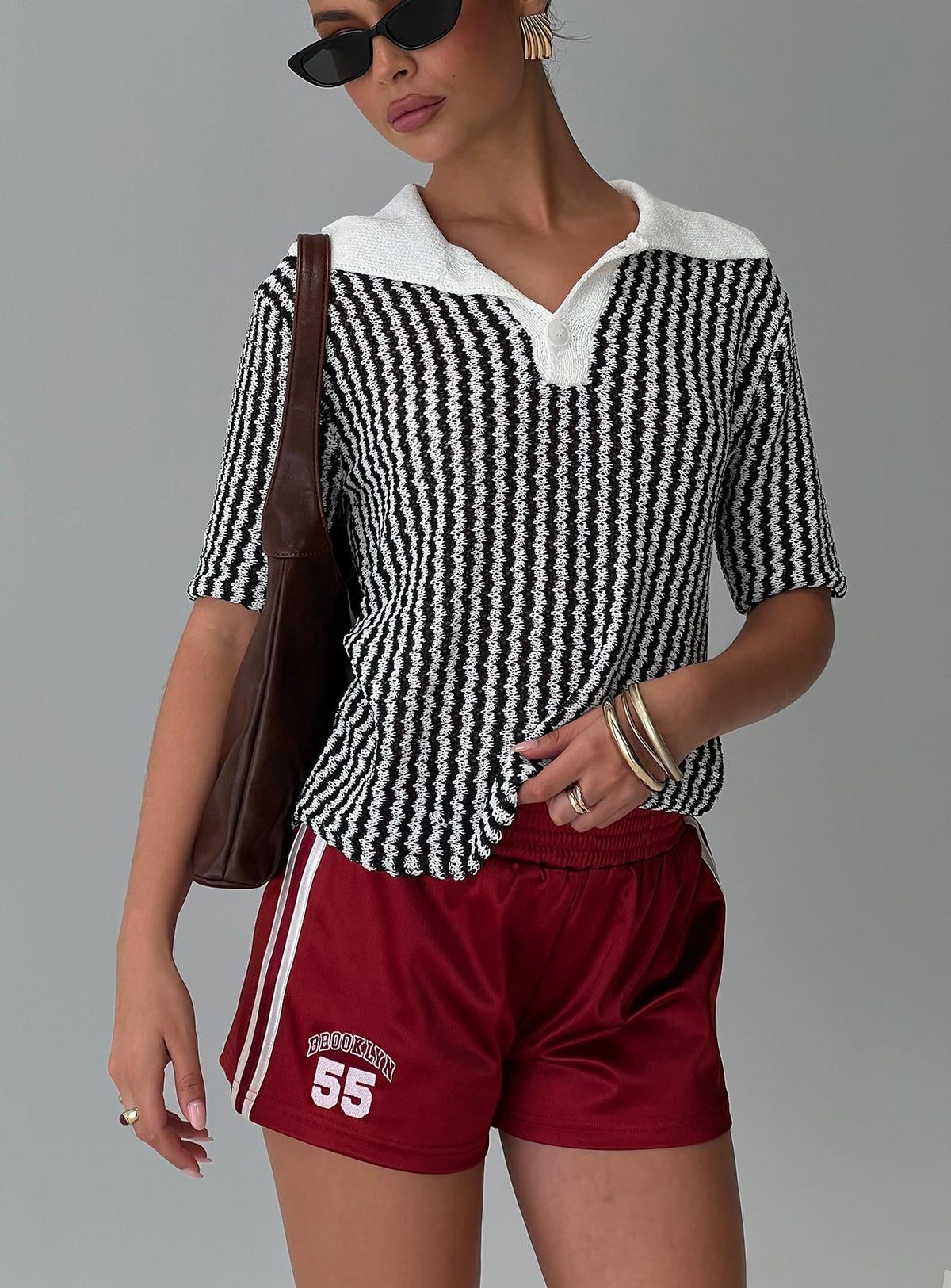 Tristar Collared Top Black