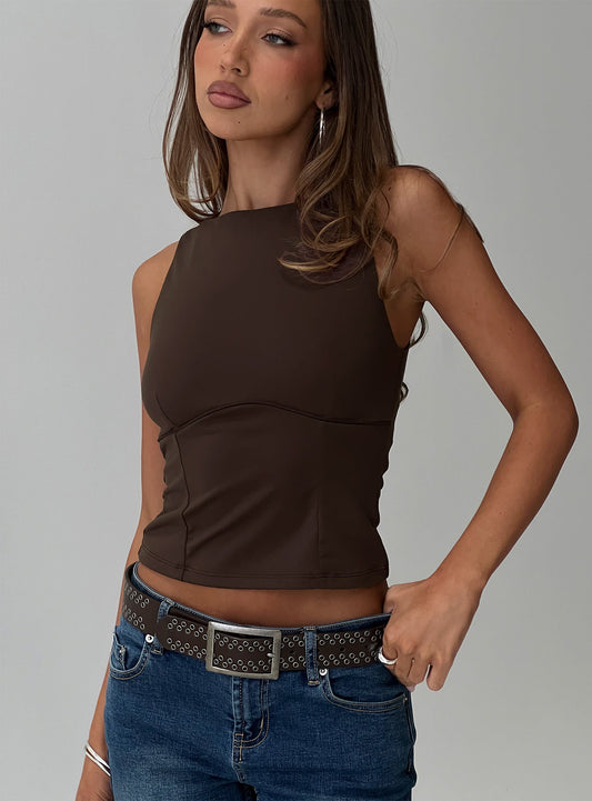 Georgetta Bust Detail Cami Top Brown