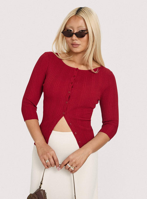 Need My Love 3/4 Sleeve Top Red