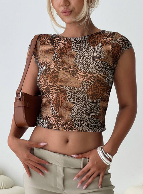 Tied In Short Sleeve Top Leopard