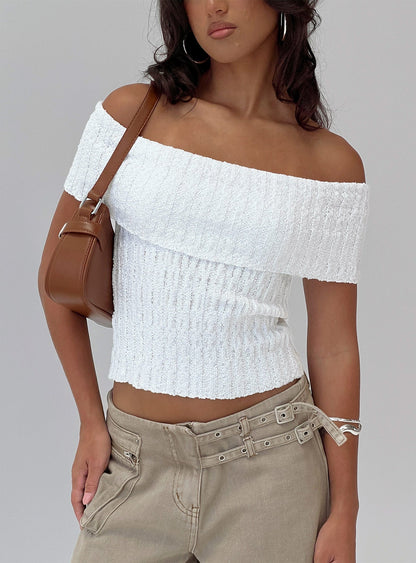 Murmur Off Shoulder Top White
