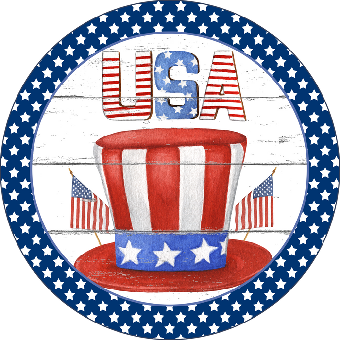 031 USA Sign,  Americana Décor, Patriotic Sign, Wreath Center, Wreath Attachment