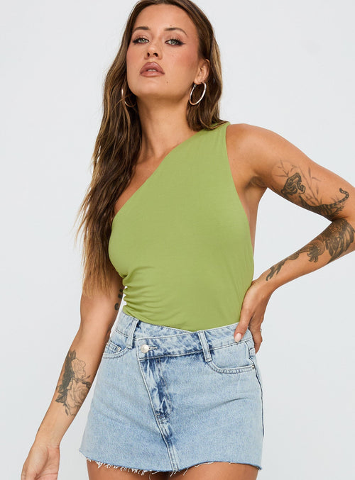 Ferrera One Shoulder Bodysuit Green