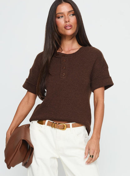 Brandii Button Up Top Chocolate