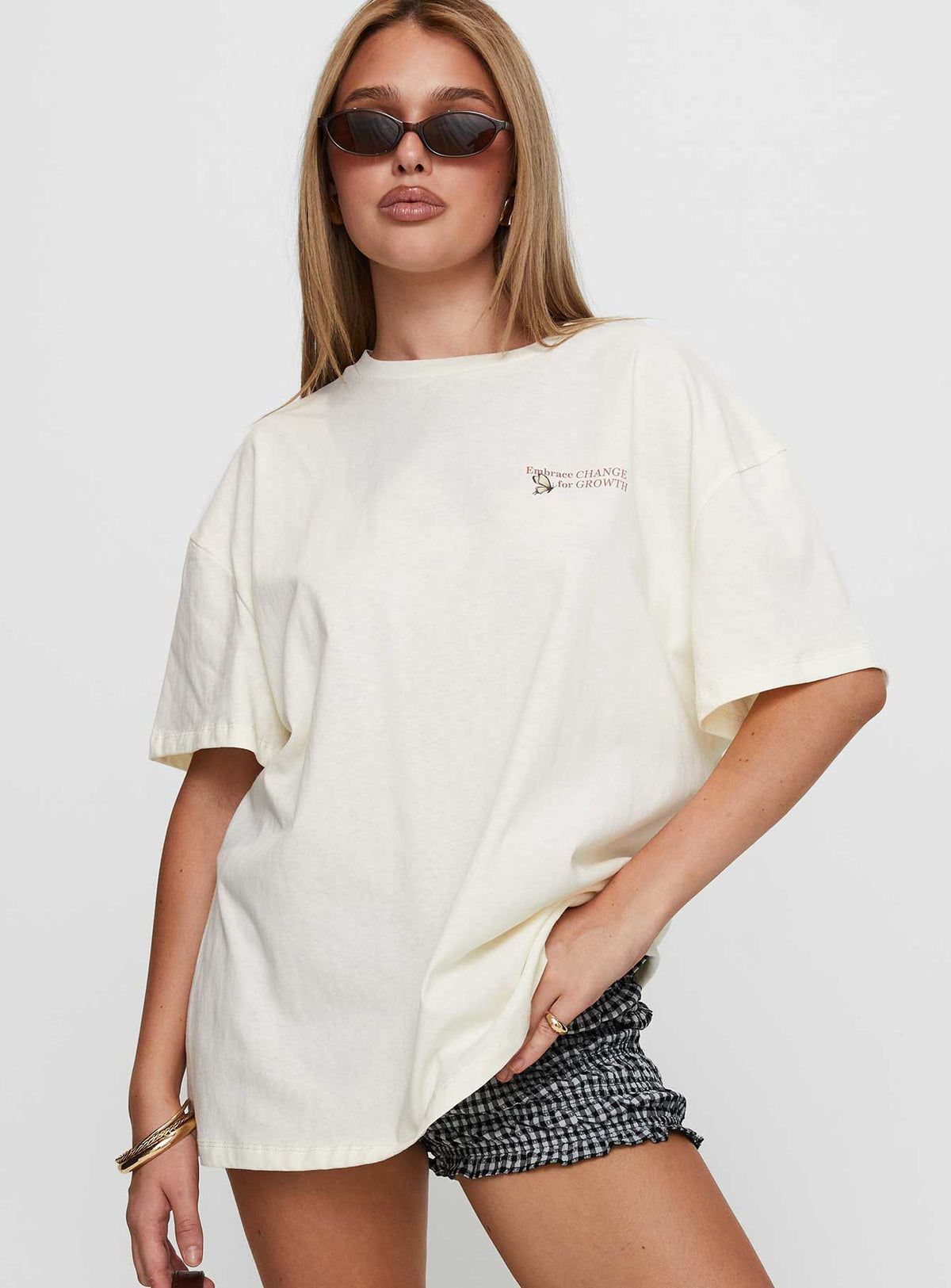 Princess Polly x Butterfly Foundation Charity Merch Oversized Tee Cream