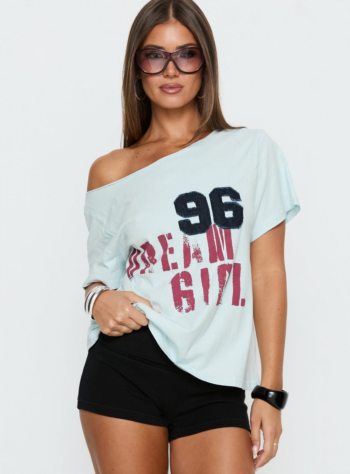 Dream Girl 96 Oversized Graphic Tee Blue