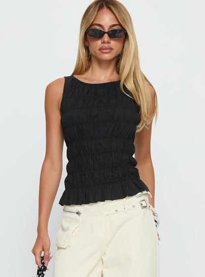 Marleene Shirred Top Black