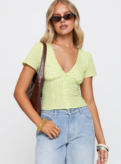 Isolda Top Green Gingham