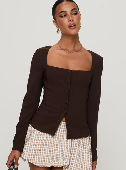 Gaskin Long Sleeve Top Brown