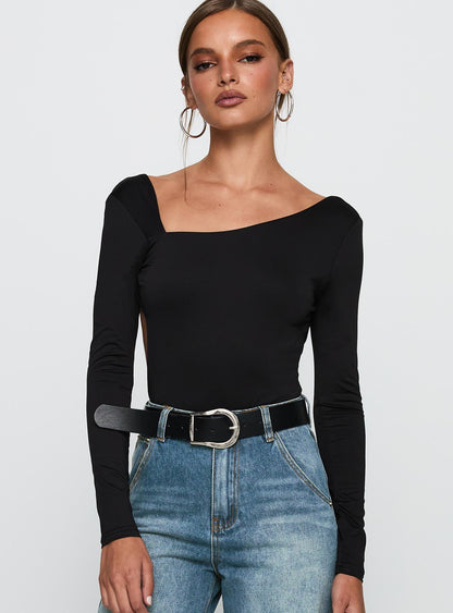Look This Good Backless Bodysuit Black