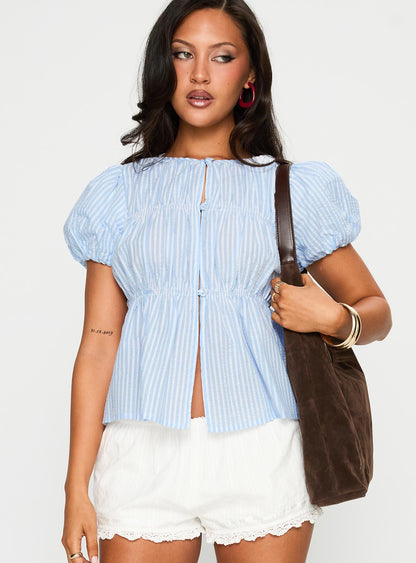 Such A Sweetie Babydoll Top Blue / White Stripe