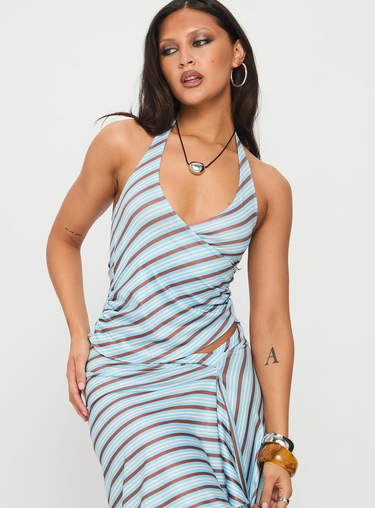 Fayez Top Diagonal Blue Stripe