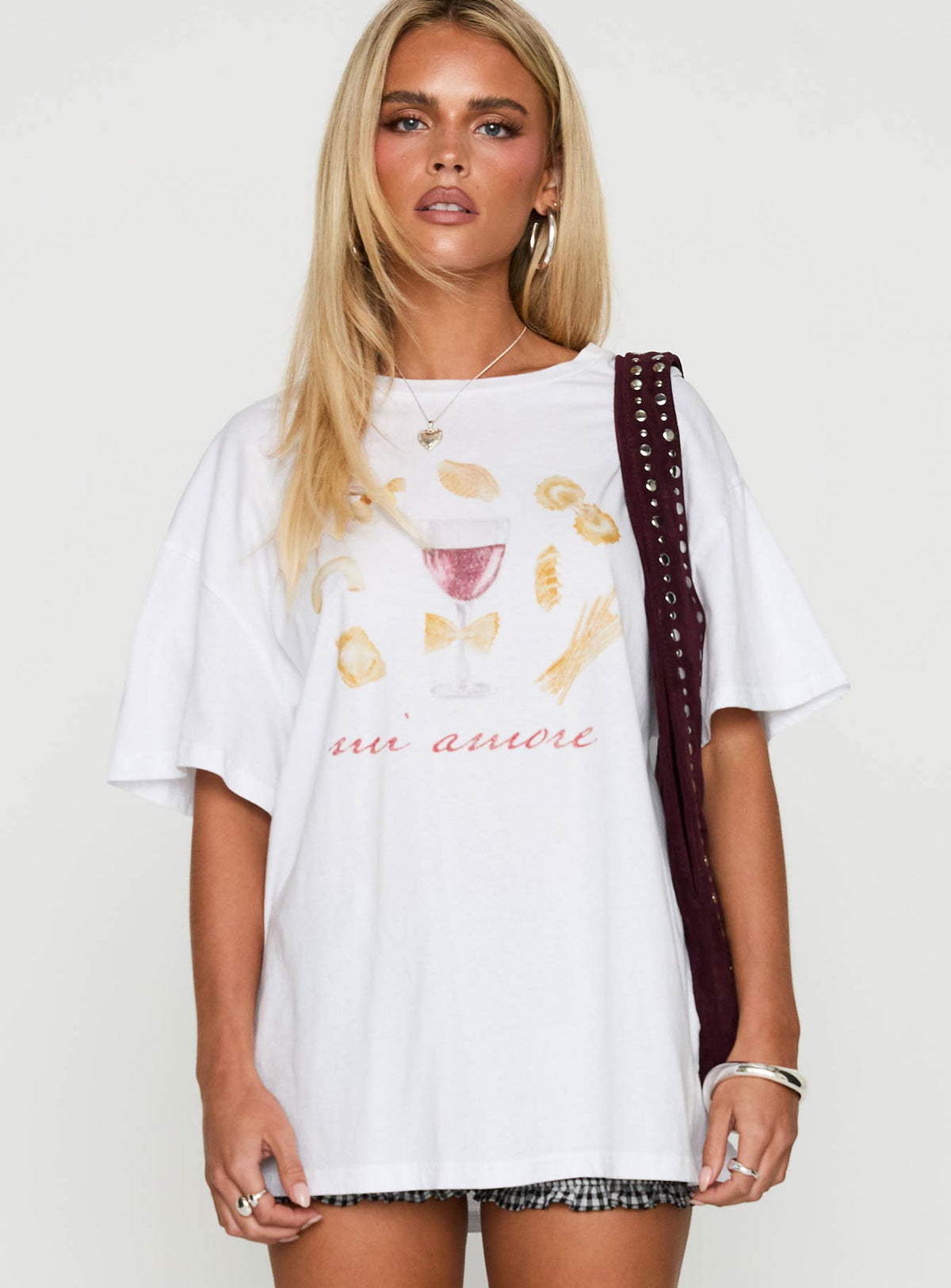 Mi Amore Pasta Oversized Tee White