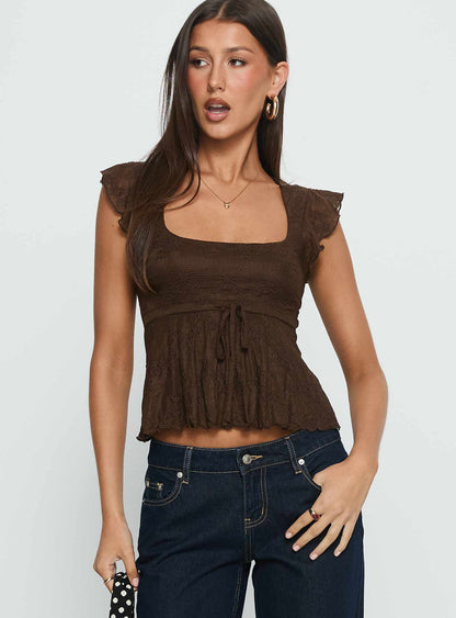 Auroraah Frill Top Chocolate