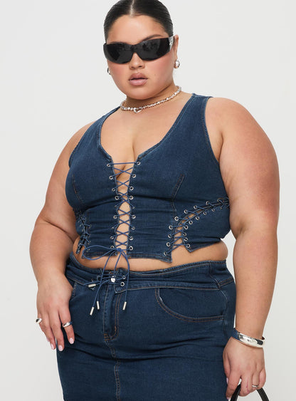 Edenette Top Mid Blue Wash Curve