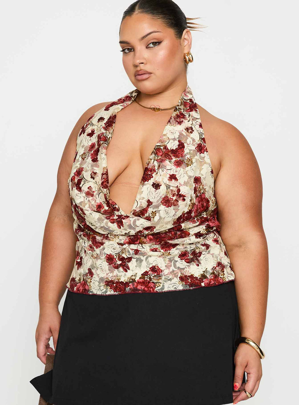 Capulet Halter Cowl Top Floral Curve